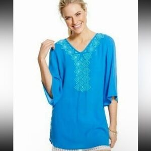 Lilly Pulitzer for Target Embroidered Gauze Tunic 3/4 Sleeve Sz Medium